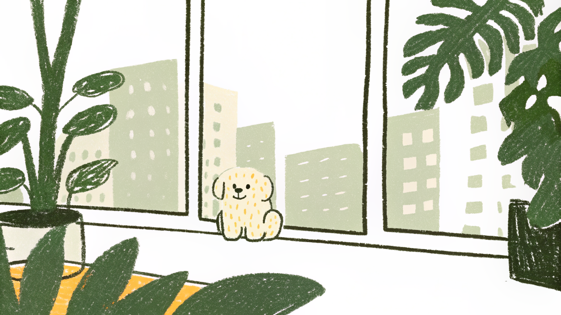 Small dog relaxing in a stylish city apartment