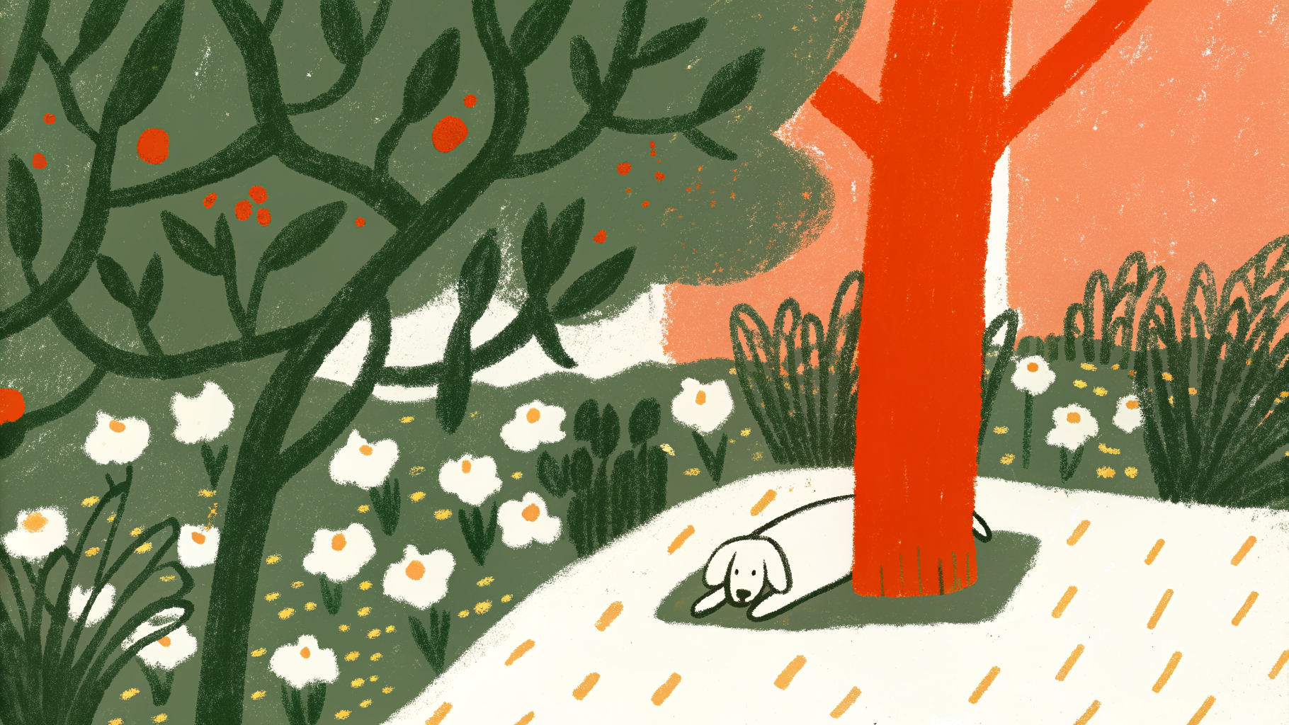 Dog resting under a shady tree in a Georgia park