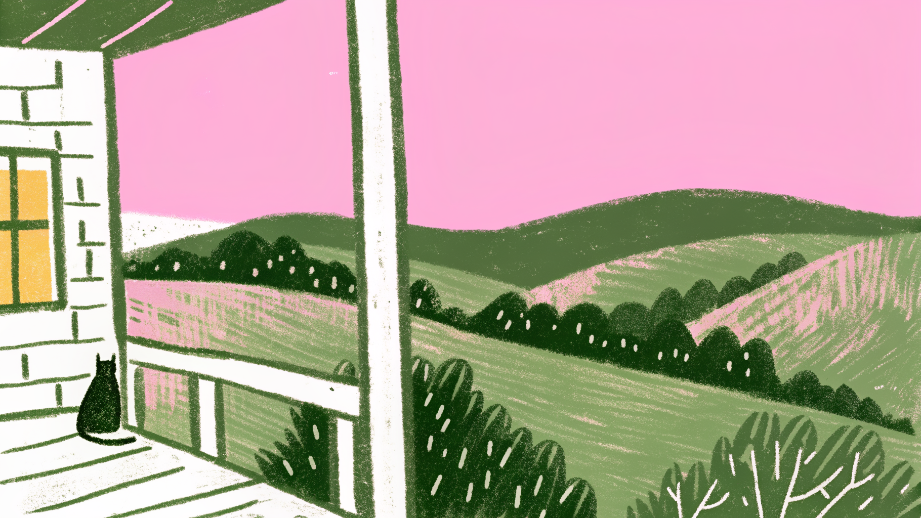 Dog playing in a Tennessee countryside with rolling hills