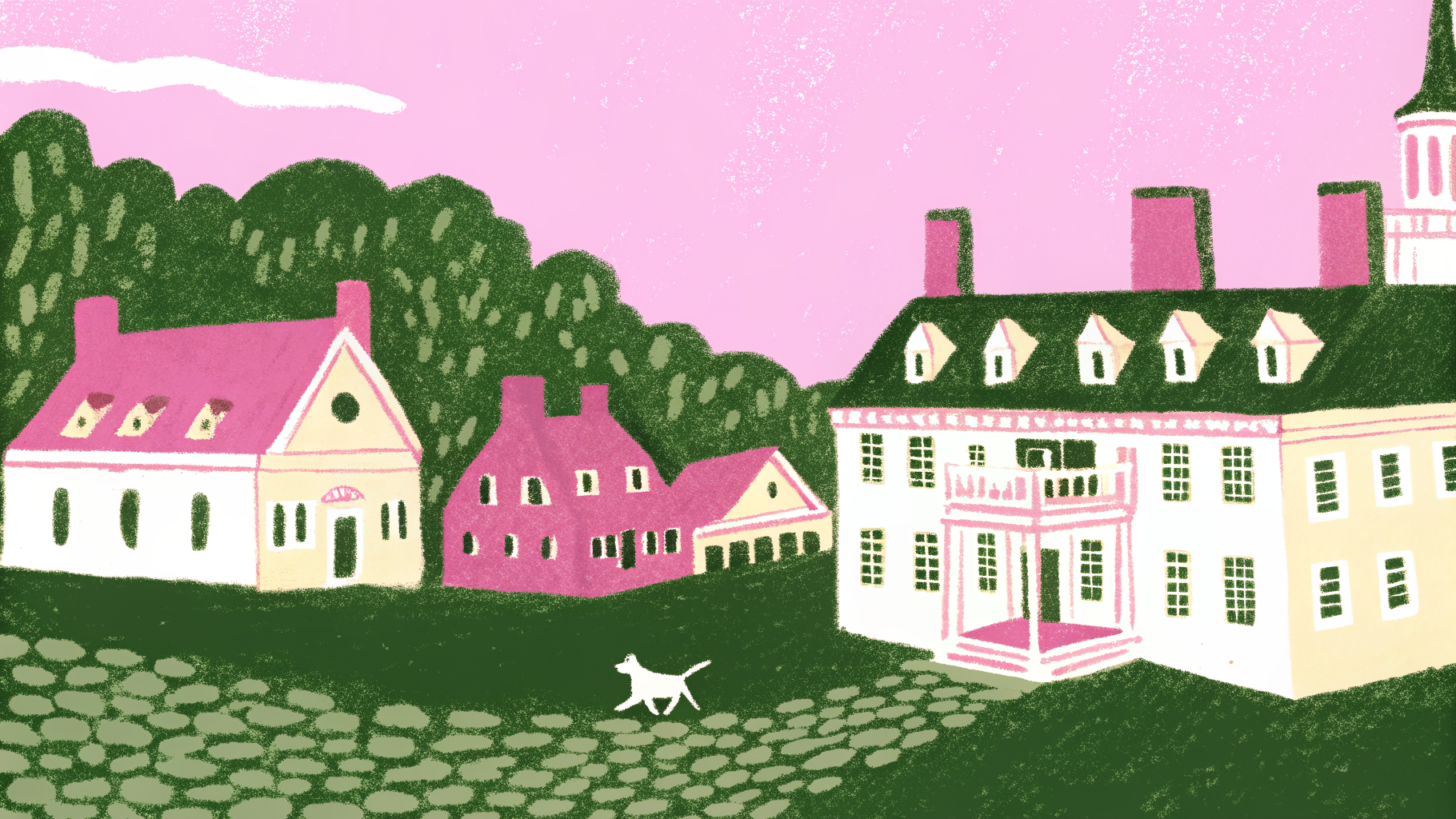 Dog exploring a Virginia countryside trail