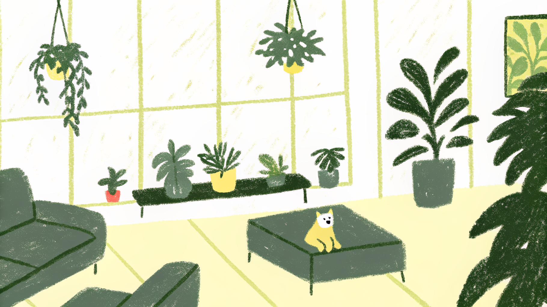 Small dog relaxing in a modern city apartment