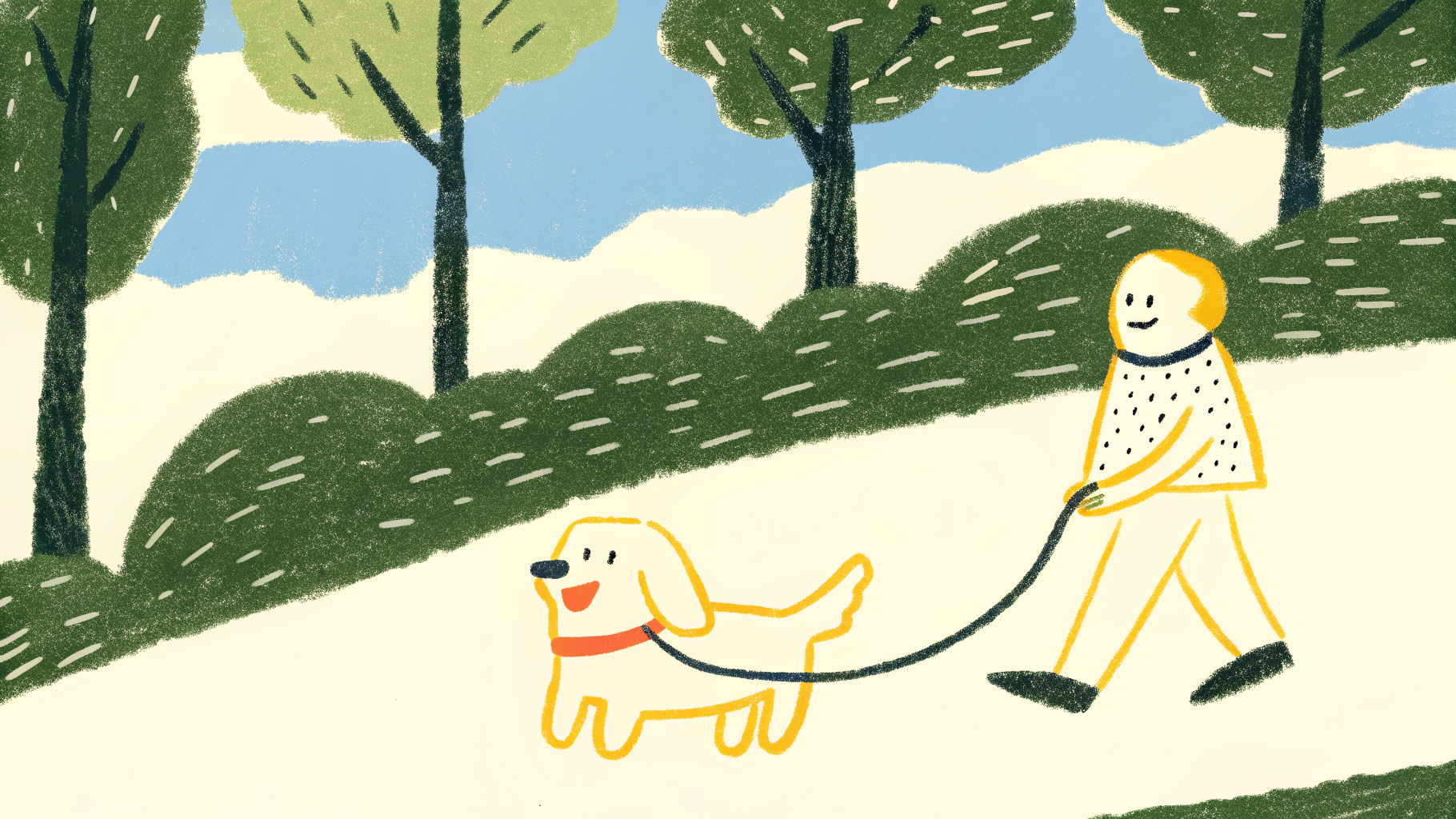 New dog owner happily training a friendly Golden Retriever