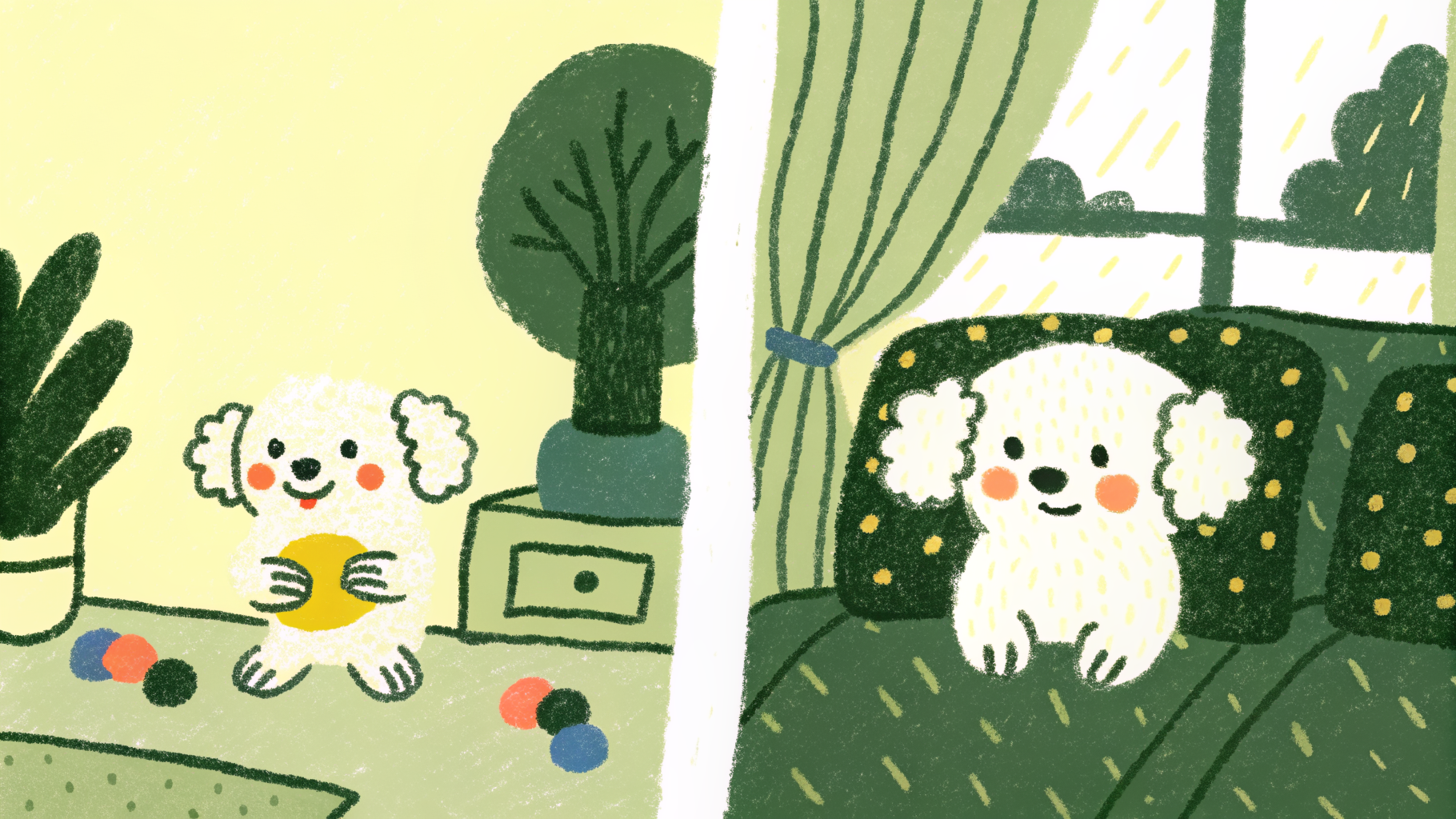 Foster dog playing happily in a temporary home