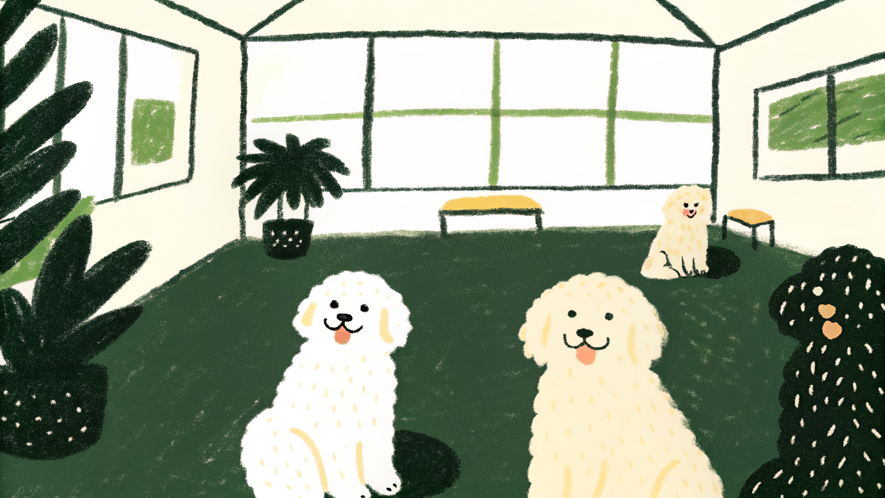 Poodle sitting next to an allergy-free family