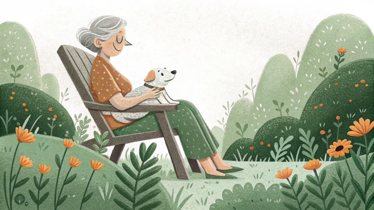 Senior woman with small rescue dog