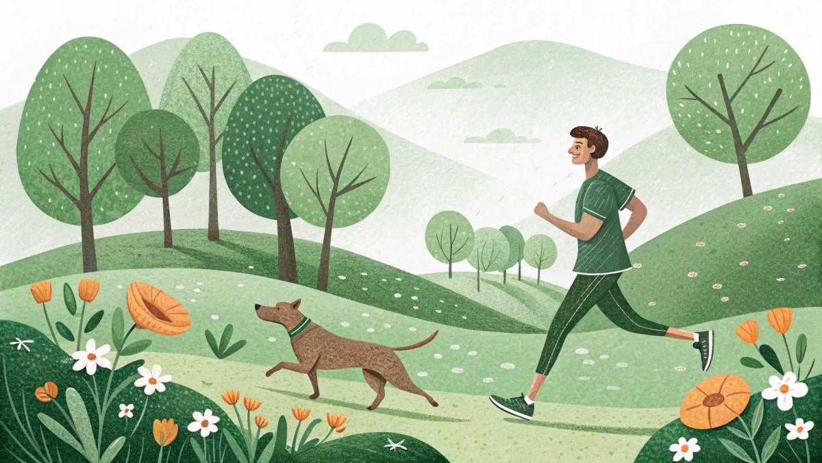 Man jogging with rescue pit bull